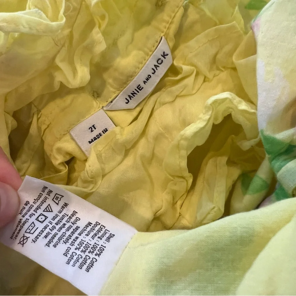 Janie & Jack yellow floral cotton ruffle dress size 2T